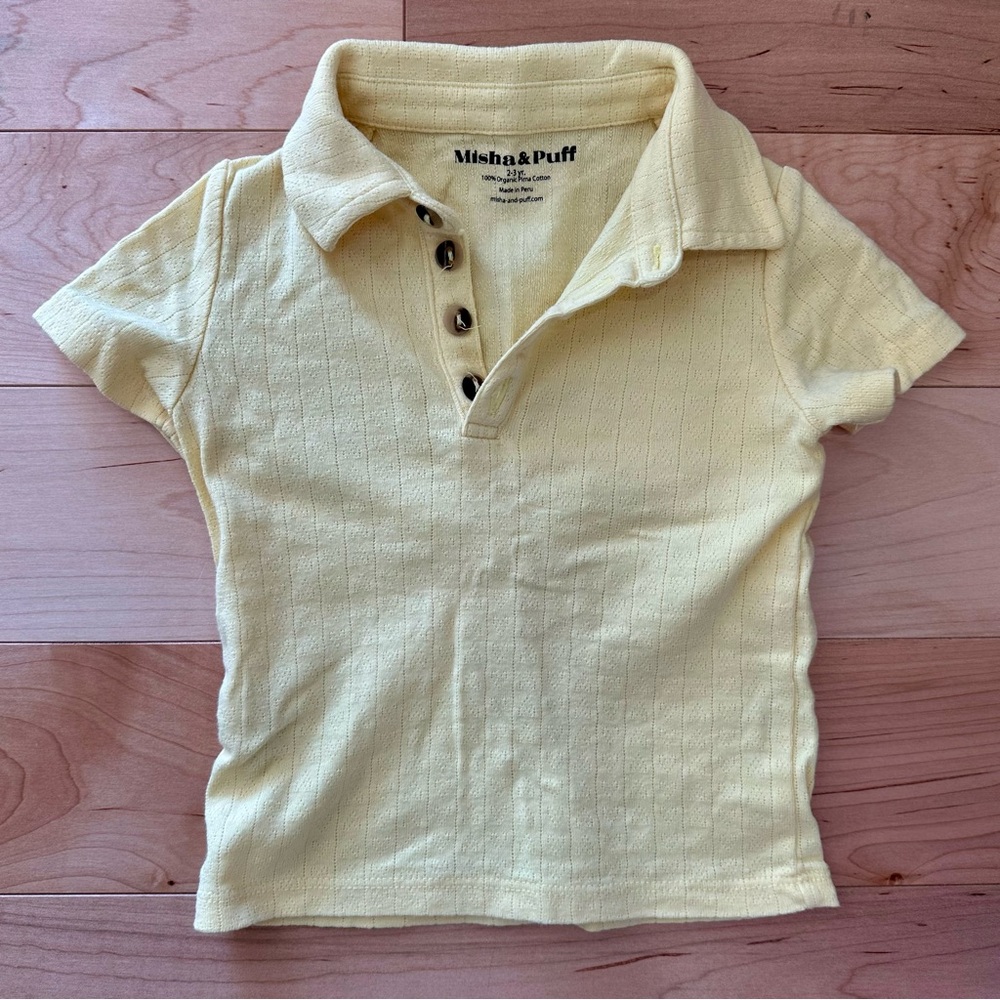 Misha and Puff Hearts Polo Shirt in vintage yellow